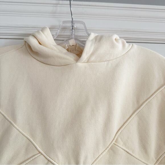 Sezane Aluna Hoodie Sweatshirt Organic Cotton Sweat Shirt Top Ecru Cream Yellow - Picture 6 of 15